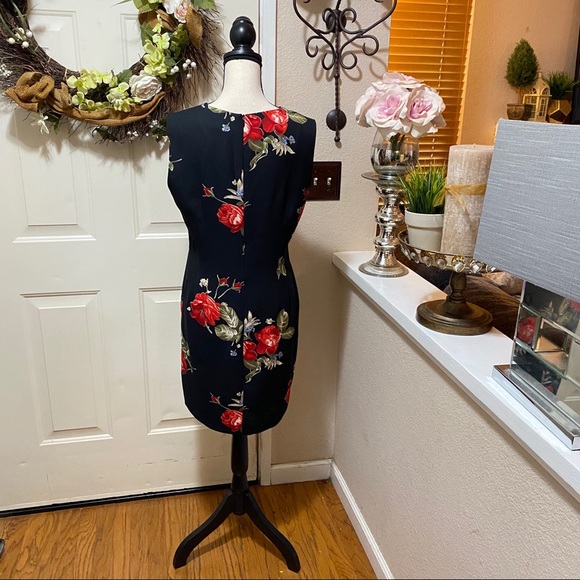 Taiga Paris Black Floral Print Vintage SheathDress - Picture 7 of 16